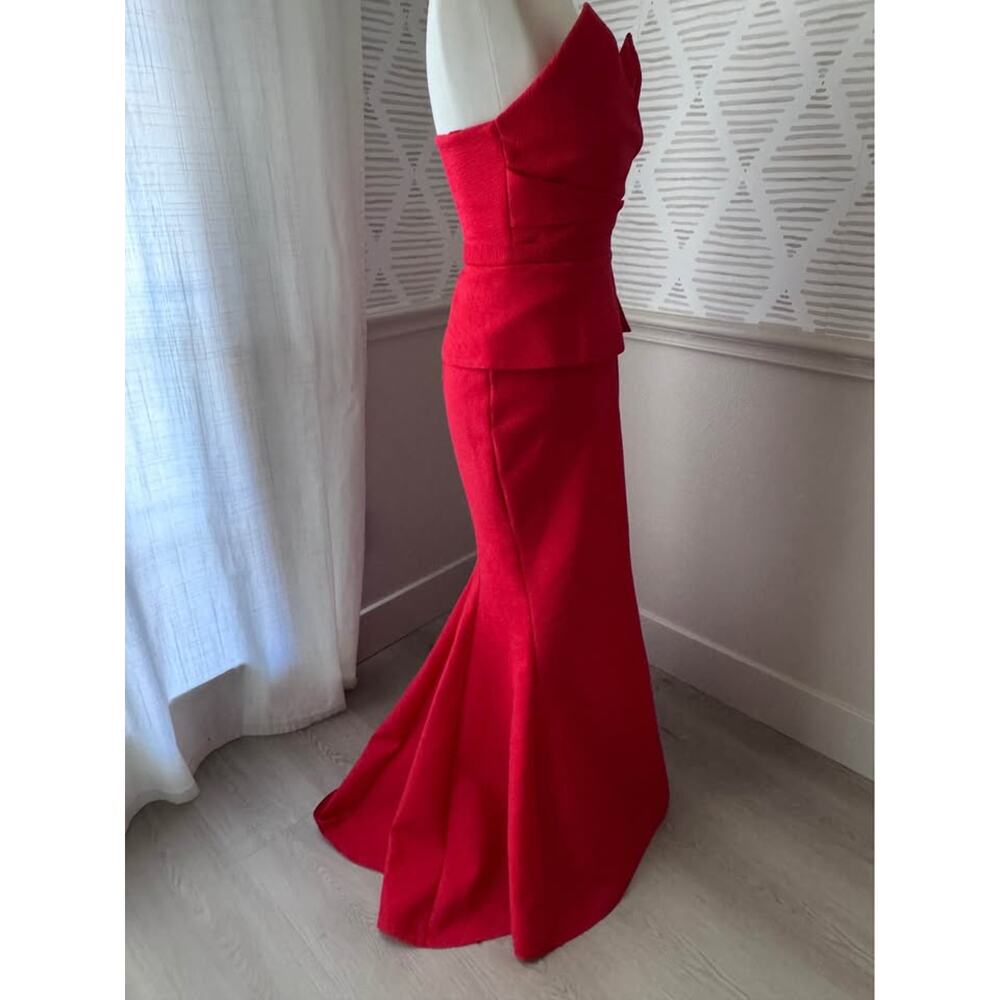 BCBGMaxAzria Women’s Size 4 Gracie Red Strapless Peplum Red Formal Gown Dress - Picture 9 of 10
